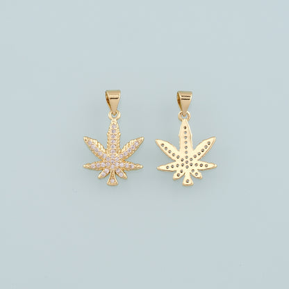 Gold Maple Leaf Charms,18K Gold Filled Maple Leaf Pendant,CZ Maple Leaf Charm Bracelet Necklace for DIY Jewelry Making Supply
