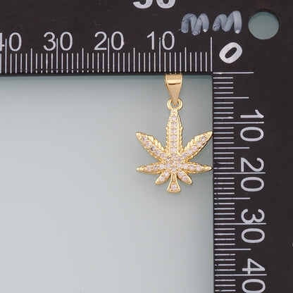 Gold Maple Leaf Charms,18K Gold Filled Maple Leaf Pendant,CZ Maple Leaf Charm Bracelet Necklace for DIY Jewelry Making Supply