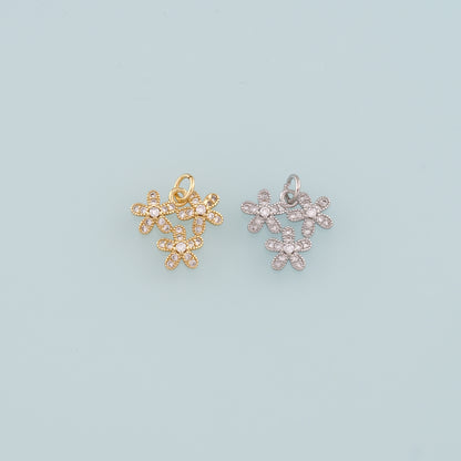 Gold Flower Charms,18K Gold Filled Flower Pendant,CZ Micro Pave Flower Charm Bracelet Necklace for DIY Jewelry Making Supply