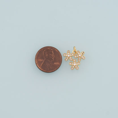 Gold Flower Charms,18K Gold Filled Flower Pendant,CZ Micro Pave Flower Charm Bracelet Necklace for DIY Jewelry Making Supply