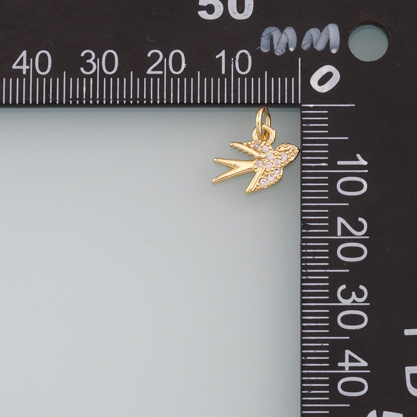 Gold Bird Charms,18K Gold Filled Swallow Pendant,CZ Micro Pave Bird Charm Bracelet Necklace for DIY Jewelry Making Supply