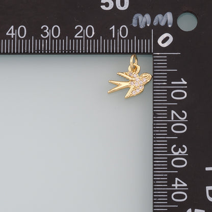 Gold Bird Charms,18K Gold Filled Swallow Pendant,CZ Micro Pave Bird Charm Bracelet Necklace for DIY Jewelry Making Supply