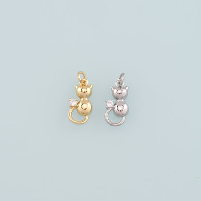 Gold Cat Charms,18K Gold Filled Cat Pendant,Cute Cat Charm Bracelet Necklace for DIY Jewelry Making Supply
