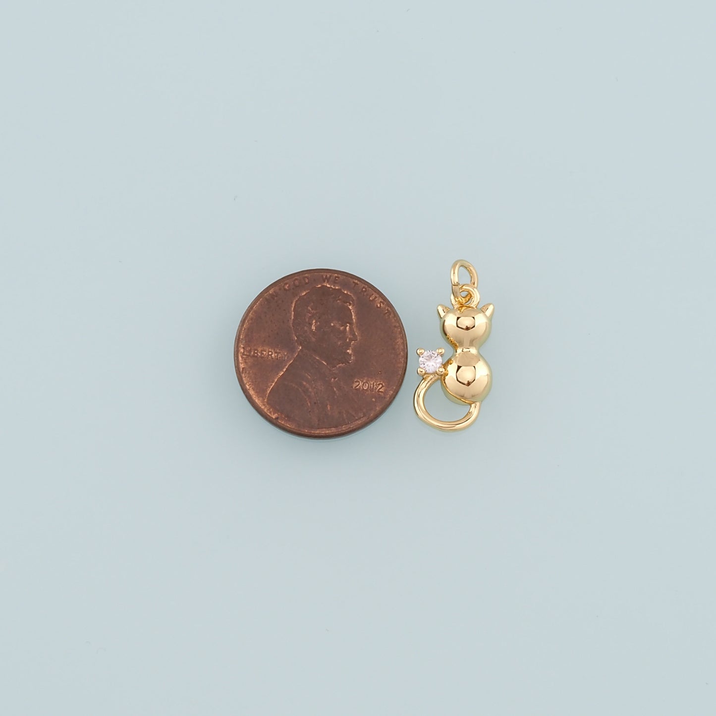 Gold Cat Charms,18K Gold Filled Cat Pendant,Cute Cat Charm Bracelet Necklace for DIY Jewelry Making Supply
