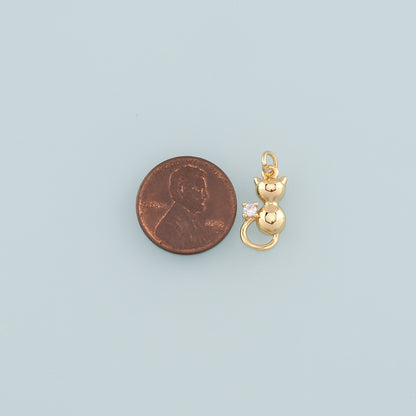 Gold Cat Charms,18K Gold Filled Cat Pendant,Cute Cat Charm Bracelet Necklace for DIY Jewelry Making Supply