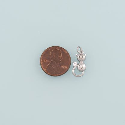 Gold Cat Charms,18K Gold Filled Cat Pendant,Cute Cat Charm Bracelet Necklace for DIY Jewelry Making Supply