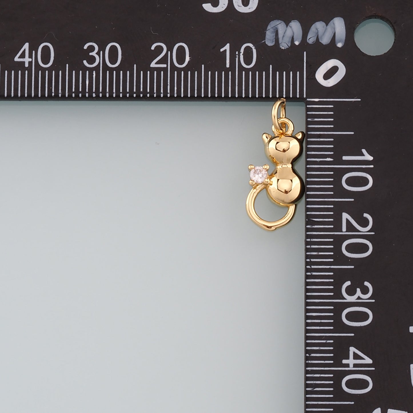 Gold Cat Charms,18K Gold Filled Cat Pendant,Cute Cat Charm Bracelet Necklace for DIY Jewelry Making Supply