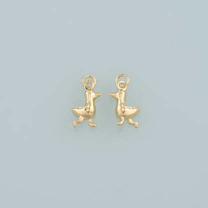 Gold Animal Charms,18K Gold Filled Duck Pendant,Cute Duck Charm Bracelet Necklace for DIY Jewelry Making Supply
