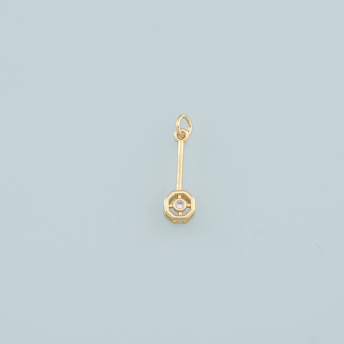 18K Gold Filled Geometry Pendant,CZ Micro Pave Geometry Charm Bracelet Necklace for DIY Jewelry Making Supply