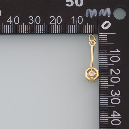 18K Gold Filled Geometry Pendant,CZ Micro Pave Geometry Charm Bracelet Necklace for DIY Jewelry Making Supply