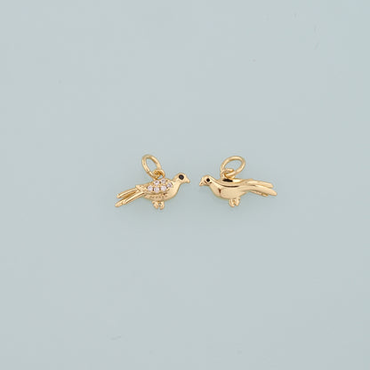 Gold Animal Charms,18K Gold Filled Bird Pendant,CZ Micro Pave Bird Charm Bracelet Necklace for DIY Jewelry Making Supply