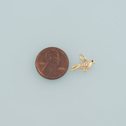 Gold Animal Charms,18K Gold Filled Bird Pendant,CZ Micro Pave Bird Charm Bracelet Necklace for DIY Jewelry Making Supply