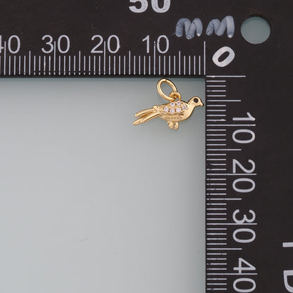 Gold Animal Charms,18K Gold Filled Bird Pendant,CZ Micro Pave Bird Charm Bracelet Necklace for DIY Jewelry Making Supply