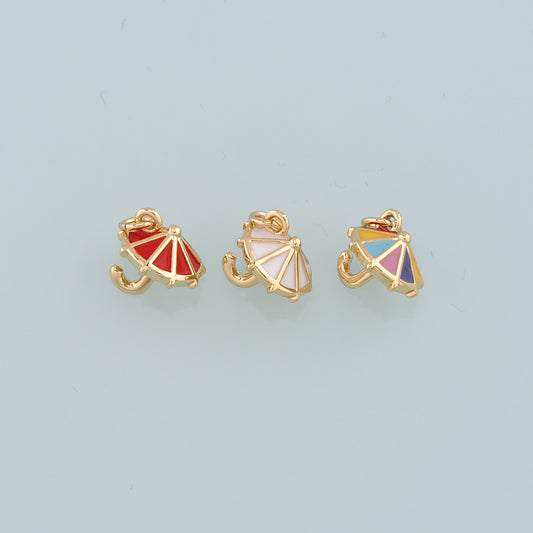 Gold Umbrella Charms,18K Gold Filled Umbrella Pendant,Enamel Umbrella Charm Bracelet Necklace for DIY Jewelry Making Supply