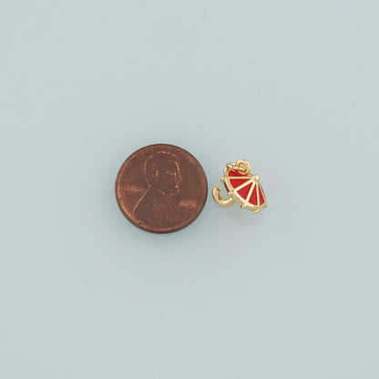 Gold Umbrella Charms,18K Gold Filled Umbrella Pendant,Enamel Umbrella Charm Bracelet Necklace for DIY Jewelry Making Supply