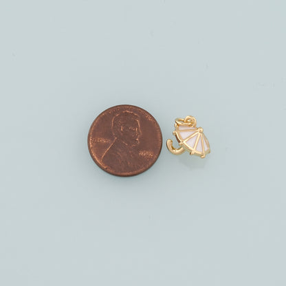 Gold Umbrella Charms,18K Gold Filled Umbrella Pendant,Enamel Umbrella Charm Bracelet Necklace for DIY Jewelry Making Supply
