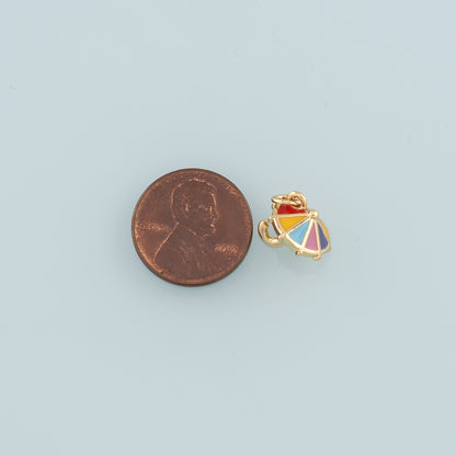 Gold Umbrella Charms,18K Gold Filled Umbrella Pendant,Enamel Umbrella Charm Bracelet Necklace for DIY Jewelry Making Supply