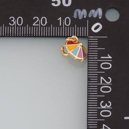 Gold Umbrella Charms,18K Gold Filled Umbrella Pendant,Enamel Umbrella Charm Bracelet Necklace for DIY Jewelry Making Supply