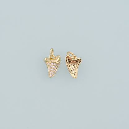 Gold Italian Corner Charms,18K Gold Filled Horns Pendant,CZ Micro Pave Horns Charm Bracelet Necklace for DIY Jewelry Making Supply