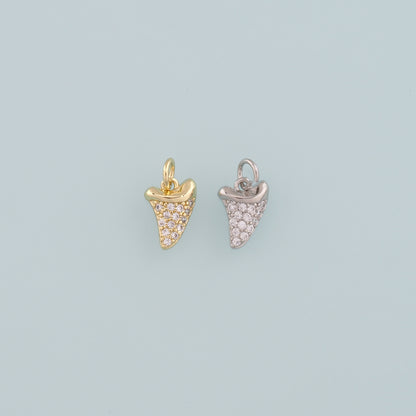 Gold Italian Corner Charms,18K Gold Filled Horns Pendant,CZ Micro Pave Horns Charm Bracelet Necklace for DIY Jewelry Making Supply