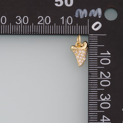 Gold Italian Corner Charms,18K Gold Filled Horns Pendant,CZ Micro Pave Horns Charm Bracelet Necklace for DIY Jewelry Making Supply