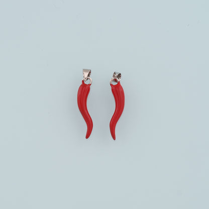 Silver Horns Pendant,Enamel Horns Charm Bracelet Necklace for DIY Jewelry Making Supply