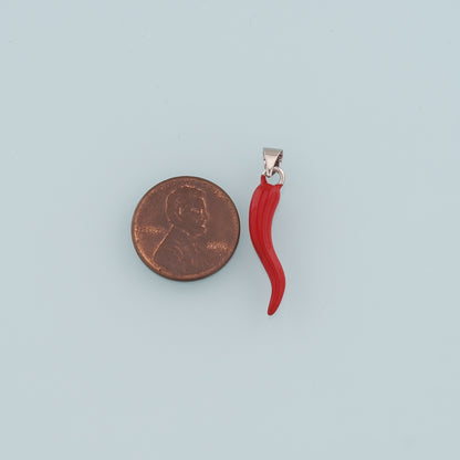 Silver Horns Pendant,Enamel Horns Charm Bracelet Necklace for DIY Jewelry Making Supply