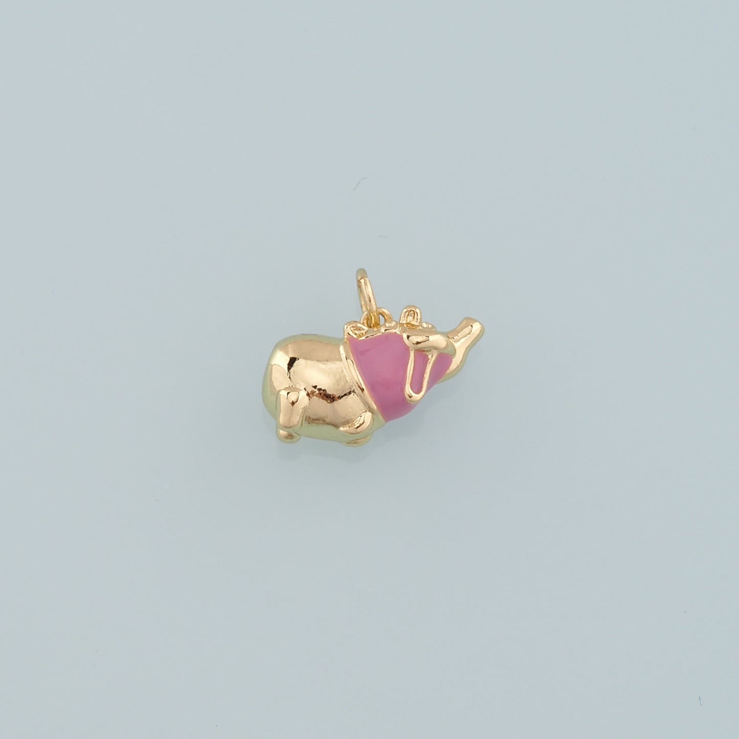 18K Gold Filled Elephant Pendant,Enamel Elephant Charm Bracelet Necklace for DIY Jewelry Making Supply