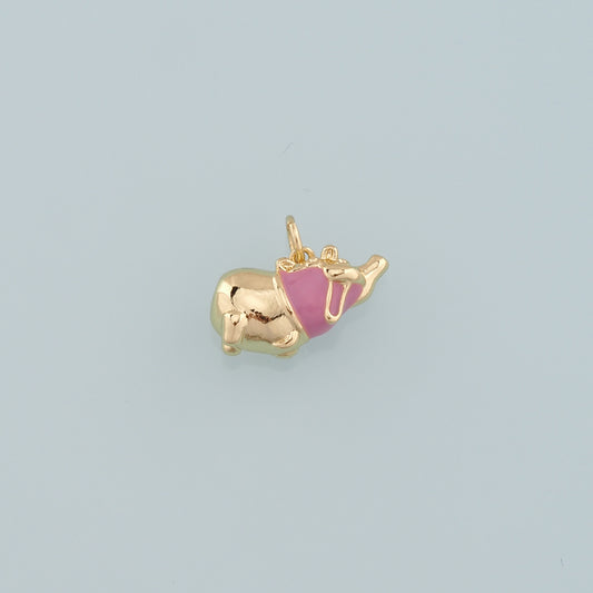 18K Gold Filled Elephant Pendant,Enamel Elephant Charm Bracelet Necklace for DIY Jewelry Making Supply