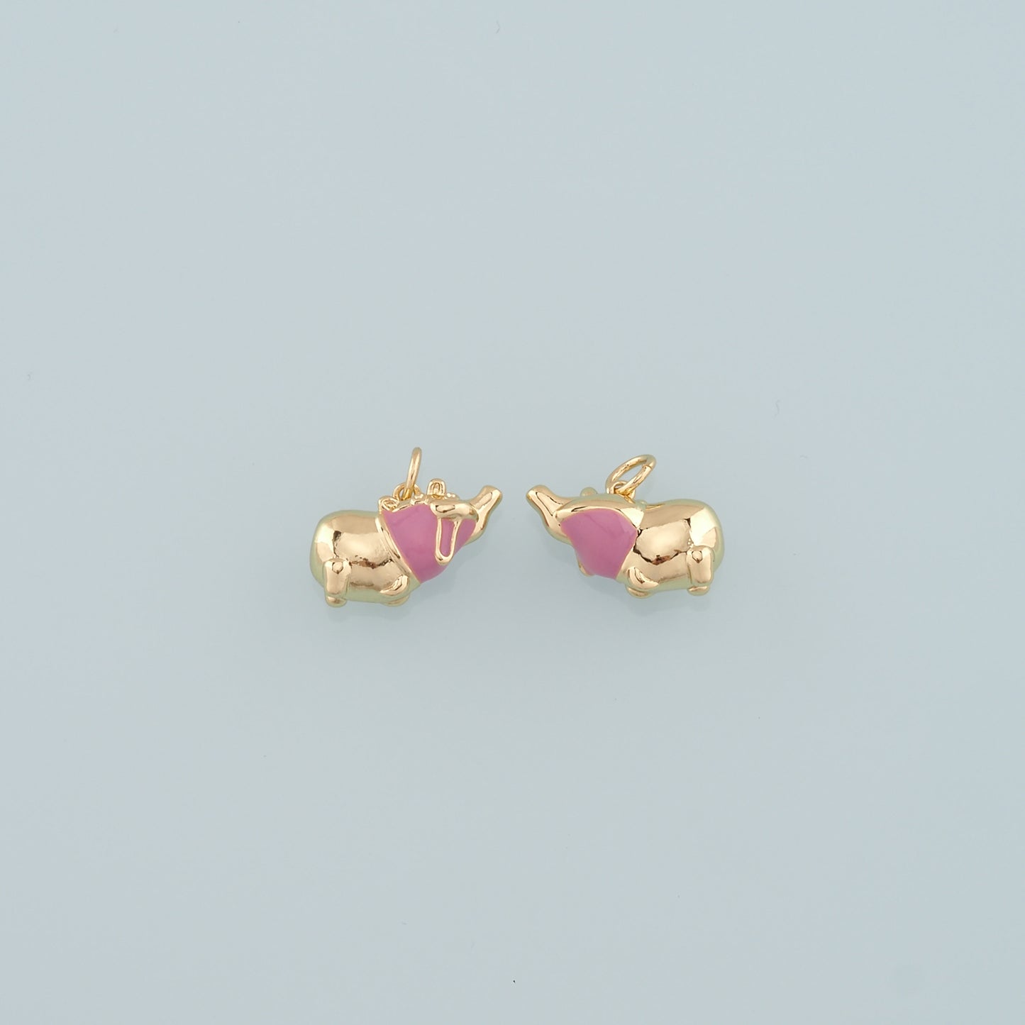 18K Gold Filled Elephant Pendant,Enamel Elephant Charm Bracelet Necklace for DIY Jewelry Making Supply