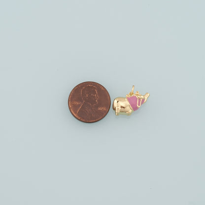 18K Gold Filled Elephant Pendant,Enamel Elephant Charm Bracelet Necklace for DIY Jewelry Making Supply