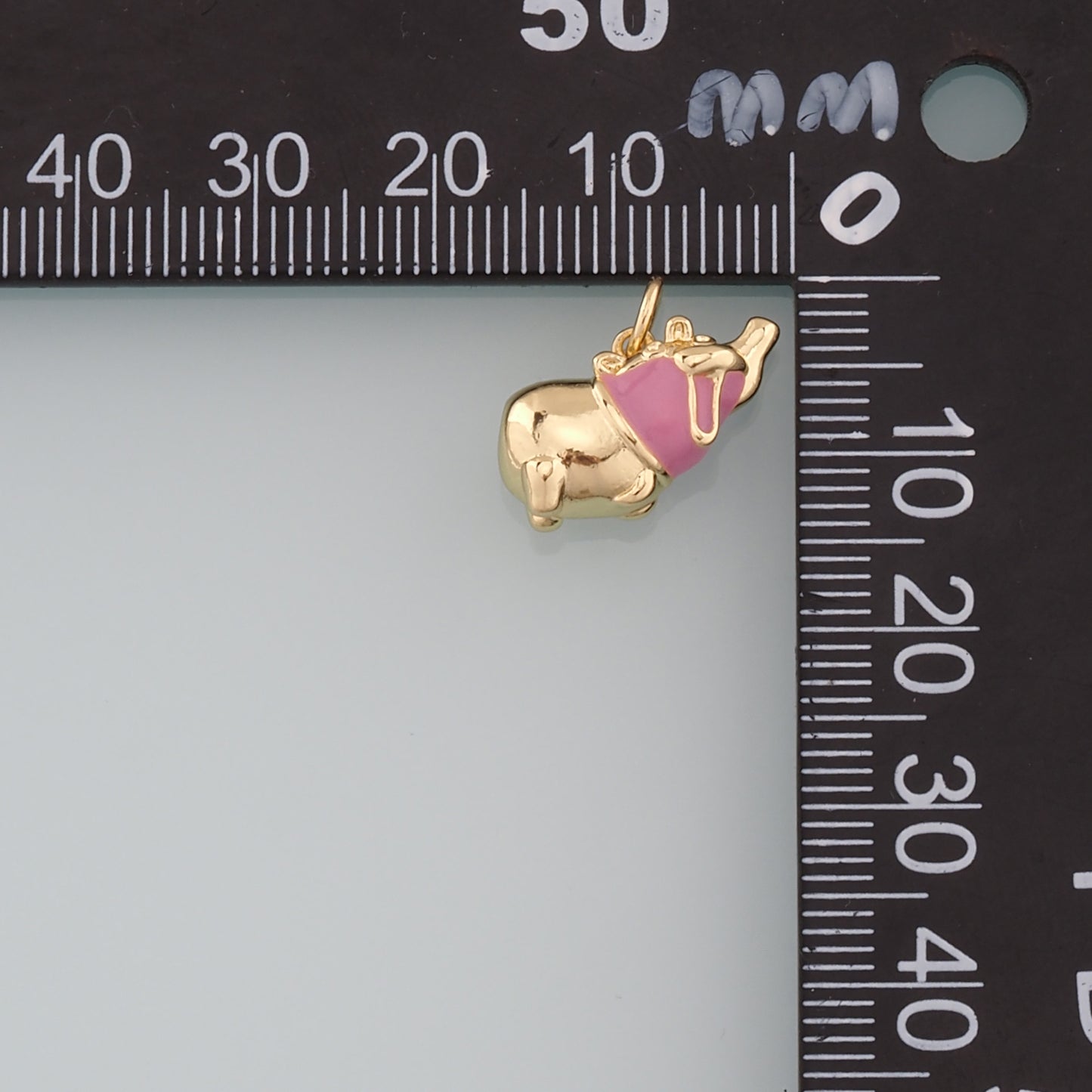18K Gold Filled Elephant Pendant,Enamel Elephant Charm Bracelet Necklace for DIY Jewelry Making Supply