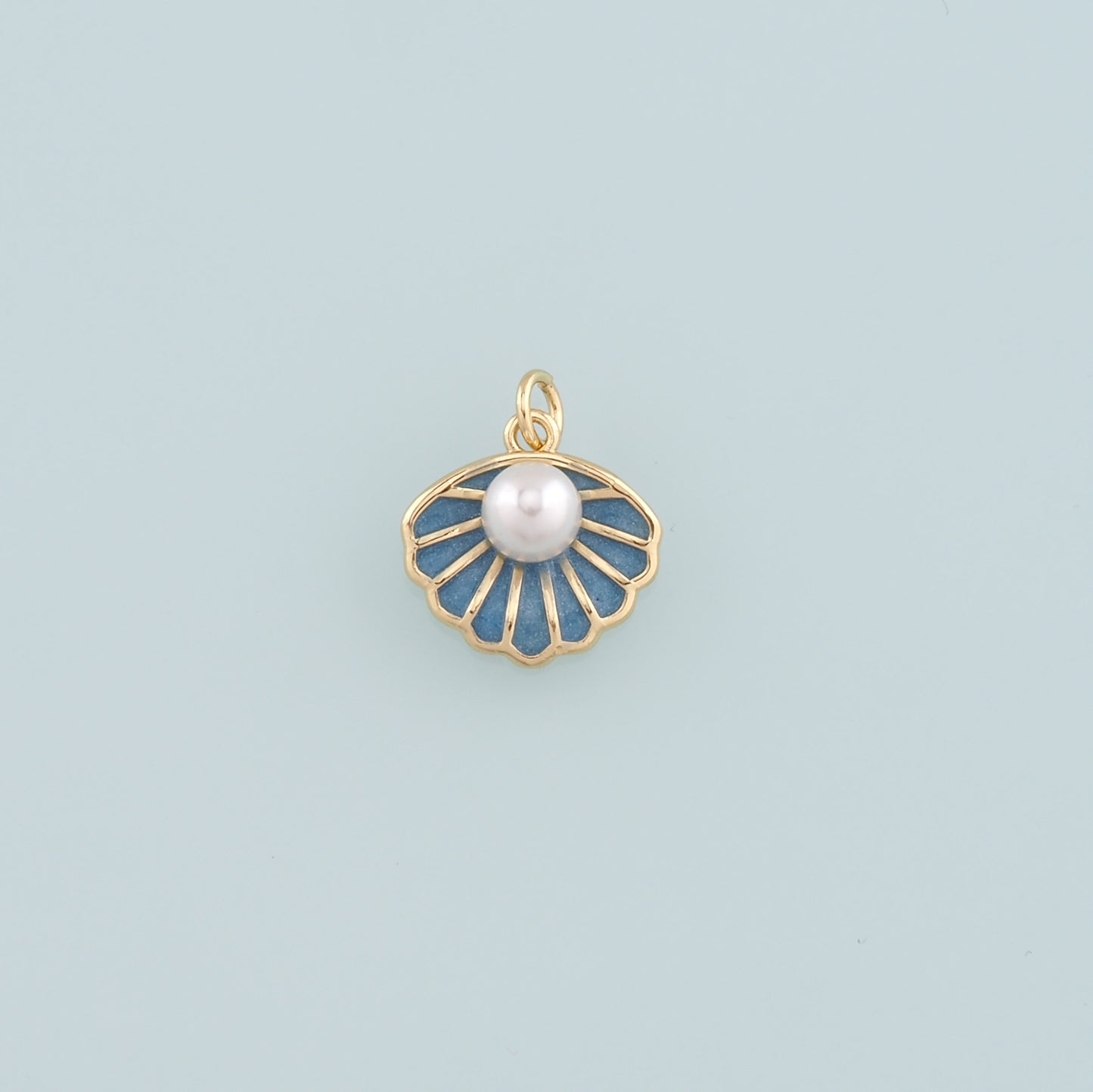 Gold Shell Charms,18K Gold Filled Pearl Scallop Pendant,Enamel Conch Shell Charm Bracelet Necklace for DIY Jewelry Making Supply