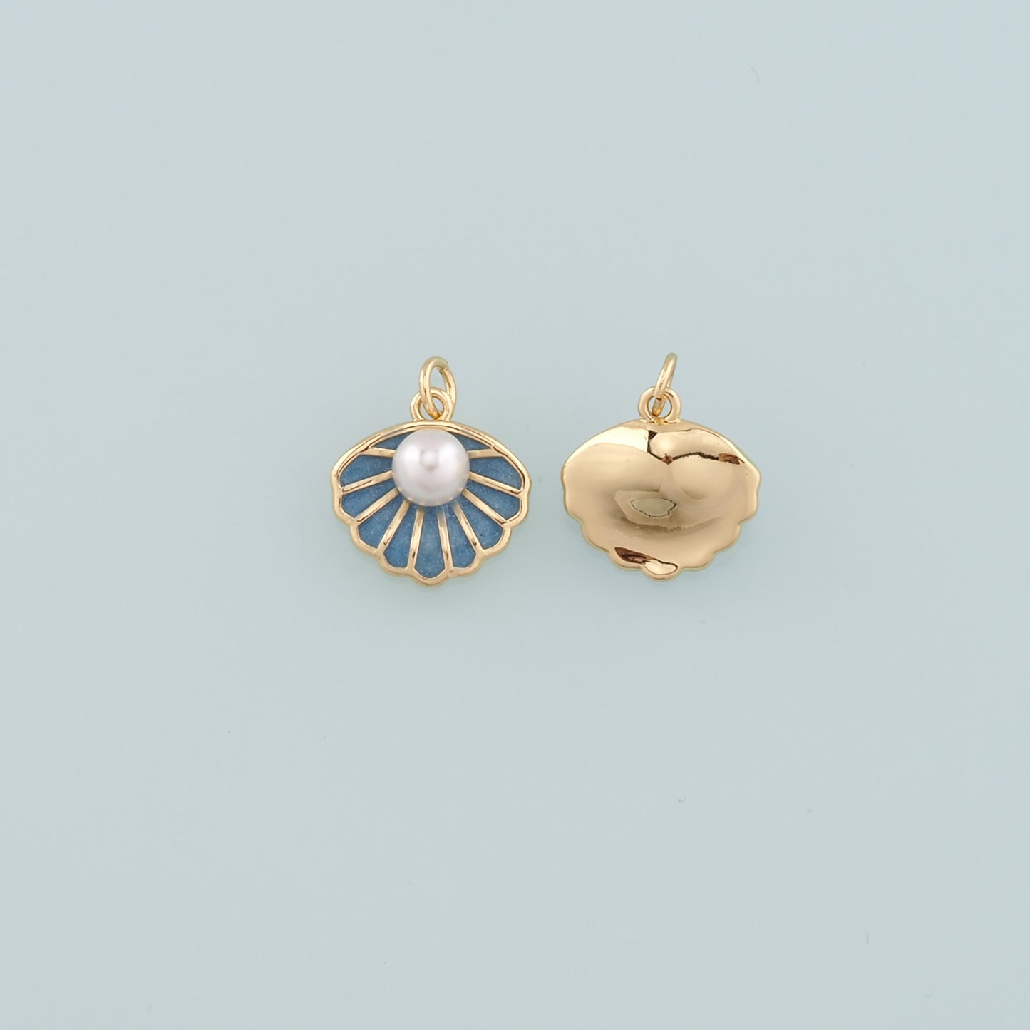 Gold Shell Charms,18K Gold Filled Pearl Scallop Pendant,Enamel Conch Shell Charm Bracelet Necklace for DIY Jewelry Making Supply