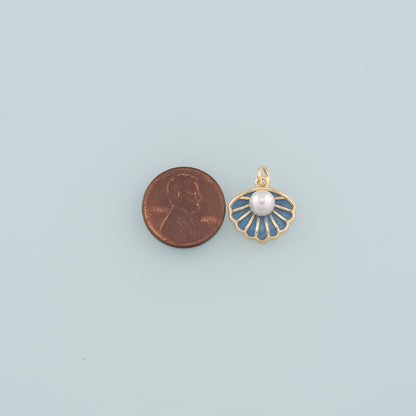 Gold Shell Charms,18K Gold Filled Pearl Scallop Pendant,Enamel Conch Shell Charm Bracelet Necklace for DIY Jewelry Making Supply