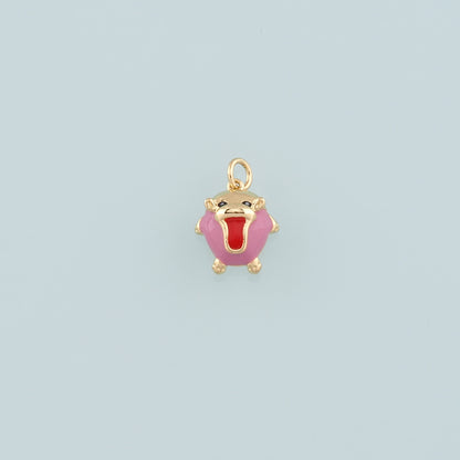 Gold Little Monster Charm,18K Gold Filled Monster Pendant,Enamel Monster Charm Bracelet Necklace for DIY Jewelry Making Supply