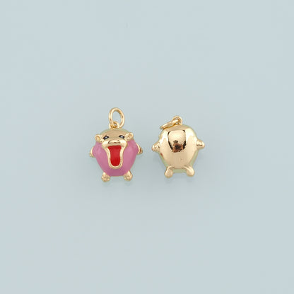 Gold Little Monster Charm,18K Gold Filled Monster Pendant,Enamel Monster Charm Bracelet Necklace for DIY Jewelry Making Supply