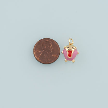 Gold Little Monster Charm,18K Gold Filled Monster Pendant,Enamel Monster Charm Bracelet Necklace for DIY Jewelry Making Supply