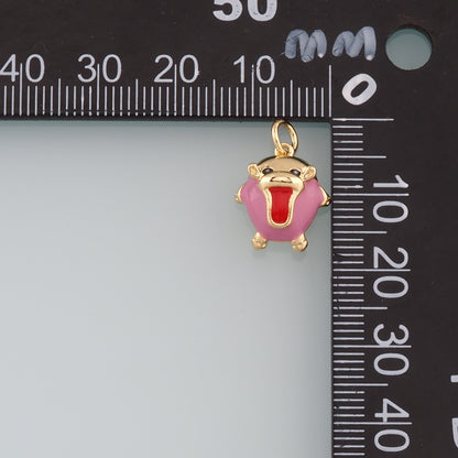 Gold Little Monster Charm,18K Gold Filled Monster Pendant,Enamel Monster Charm Bracelet Necklace for DIY Jewelry Making Supply