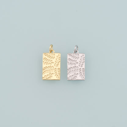 18K Gold Filled Rectangle Pendant,Dainty Rectangle Charm Bracelet Necklace for DIY Jewelry Making Supply