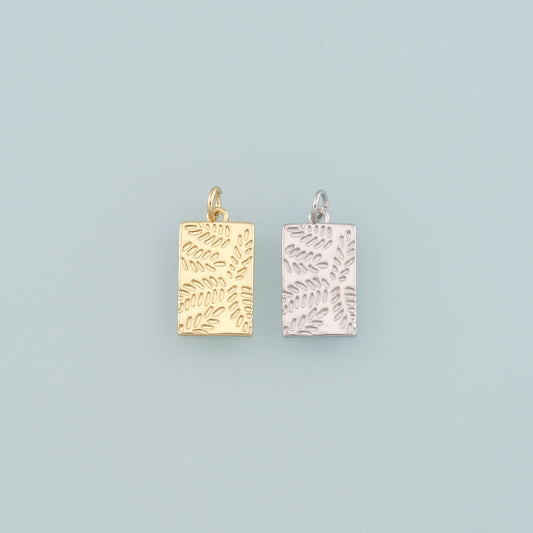 18K Gold Filled Rectangle Pendant,Dainty Rectangle Charm Bracelet Necklace for DIY Jewelry Making Supply