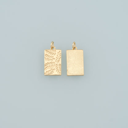 18K Gold Filled Rectangle Pendant,Dainty Rectangle Charm Bracelet Necklace for DIY Jewelry Making Supply
