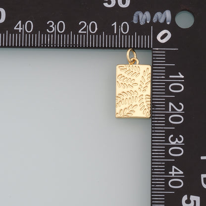 18K Gold Filled Rectangle Pendant,Dainty Rectangle Charm Bracelet Necklace for DIY Jewelry Making Supply