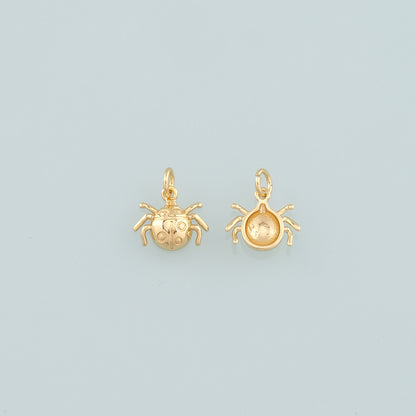 18K Gold Filled Spider Pendant,Dainty Spider Charm Bracelet Necklace for DIY Jewelry Making Supply