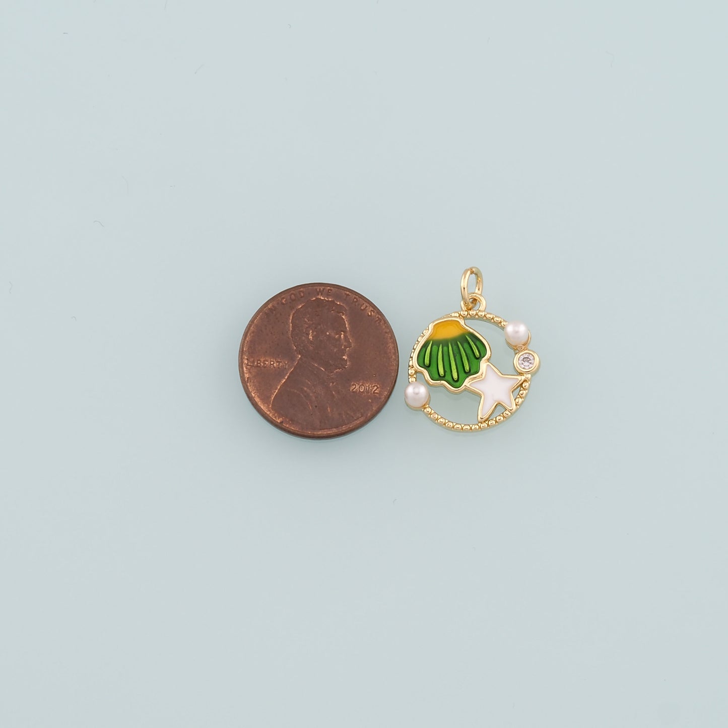 Gold Shell Charm,18K Gold Filled Scallop Pendant,Enamel Starfish Charm Bracelet Necklace for DIY Jewelry Making Supply