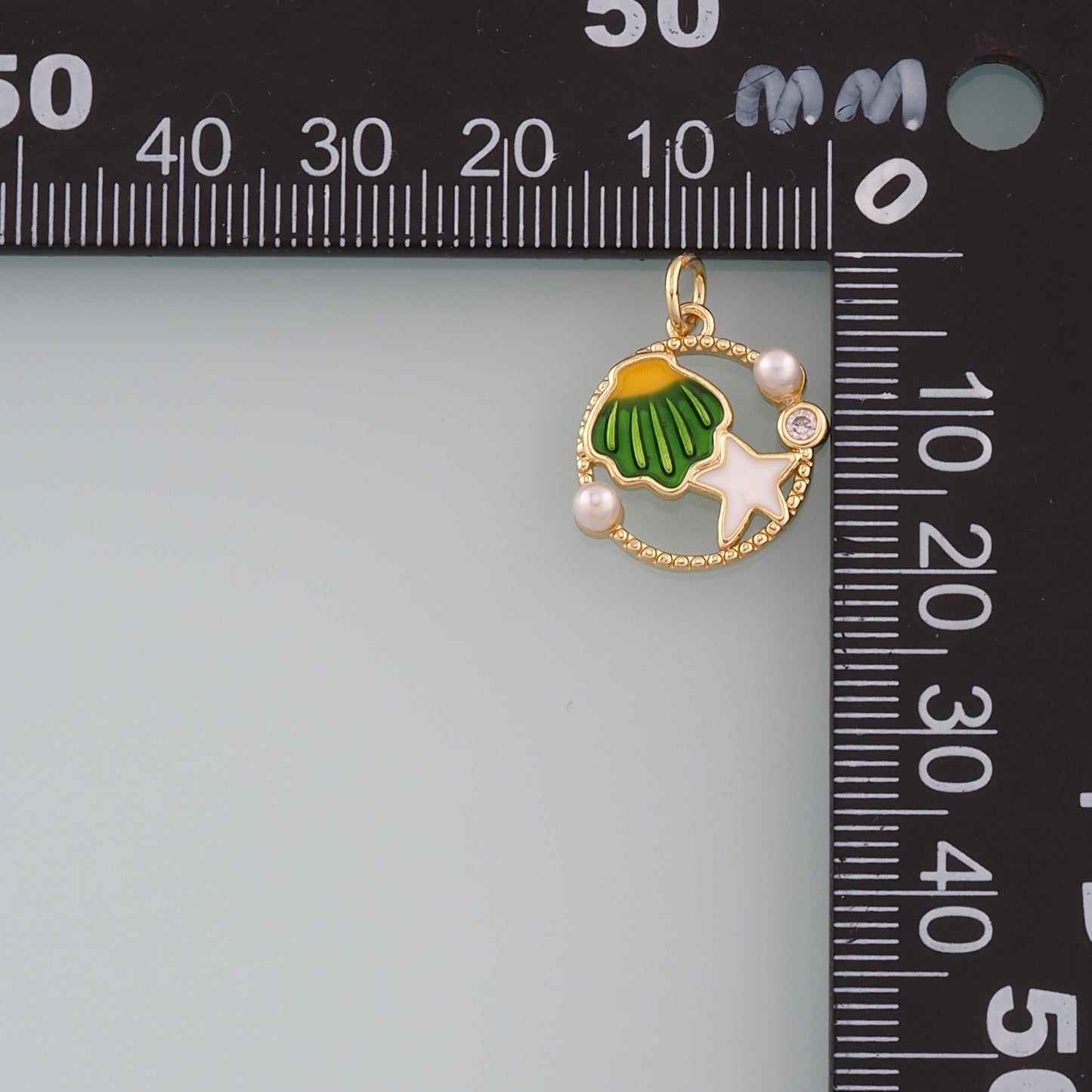 Gold Shell Charm,18K Gold Filled Scallop Pendant,Enamel Starfish Charm Bracelet Necklace for DIY Jewelry Making Supply