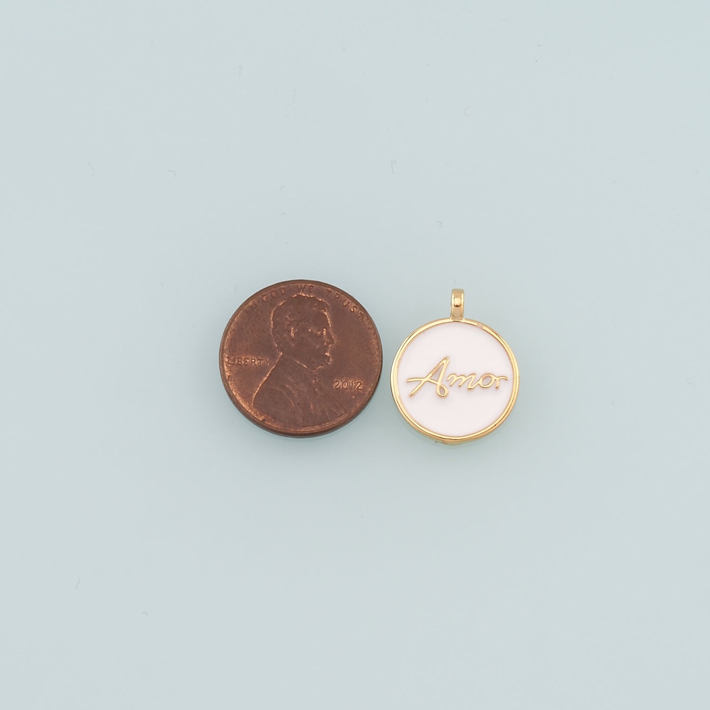18K Gold Filled Amor Pendant,Enamel Amor Charm Bracelet Necklace for DIY Jewelry Making Supply