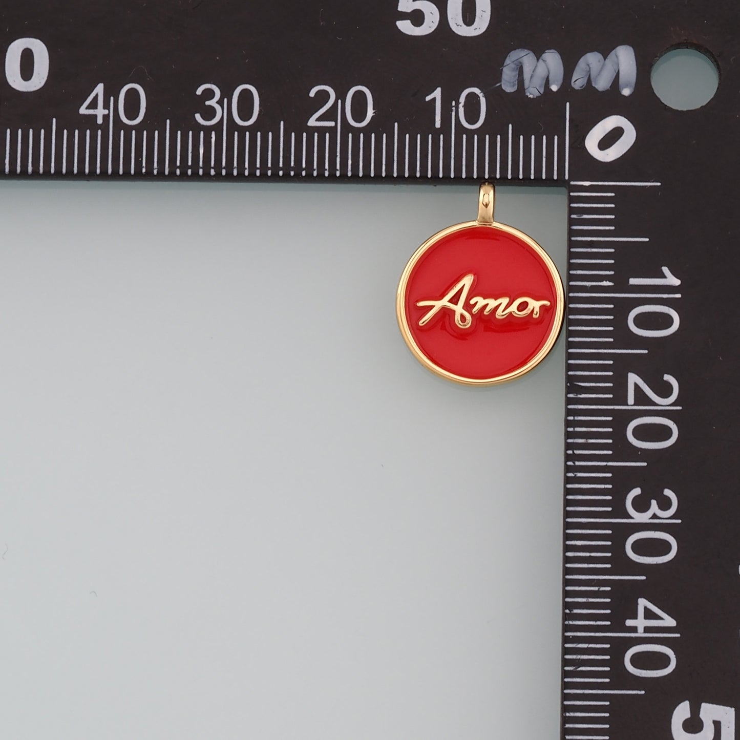 18K Gold Filled Amor Pendant,Enamel Amor Charm Bracelet Necklace for DIY Jewelry Making Supply