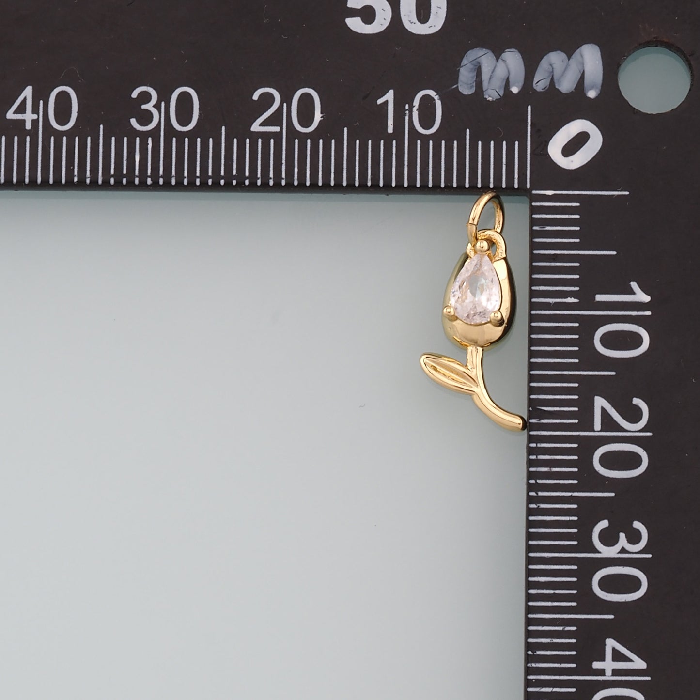 18K Gold Filled Tulip Pendant,CZ Micro Pave Flower Charm Bracelet Necklace for DIY Jewelry Making Supply