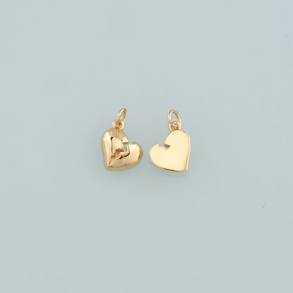 Gold Heart Charms,18K Gold Filled Heart Pendant,Dainty Heart Charm Bracelet Necklace for DIY Jewelry Making Supply
